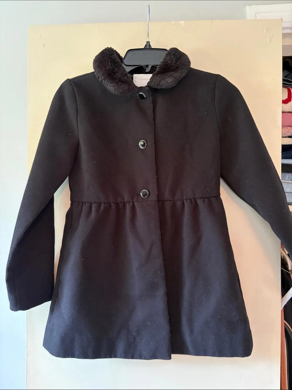 Gymboree Black Girls' Pea Coat with Faux Fur Collar